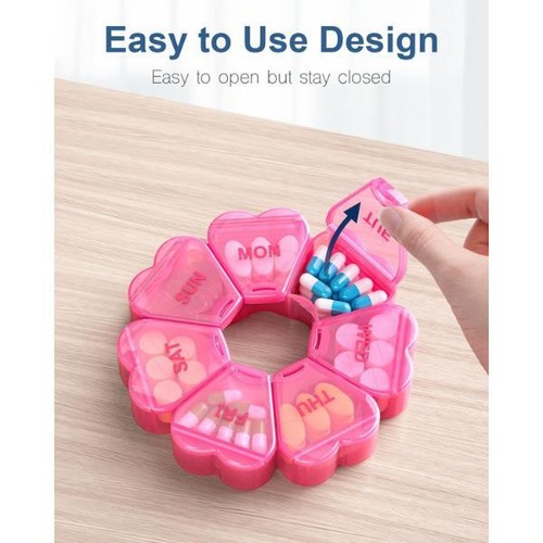 Large Weekly Pill Organizer 7Day Vitamin Case Large Capacity Compartments ,RED - Picture 4 of 6