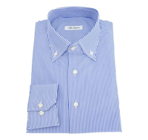 Aldo Bugatti Men's Regular Fit Pure Cotton Button Down Blue Stripe Shirt
