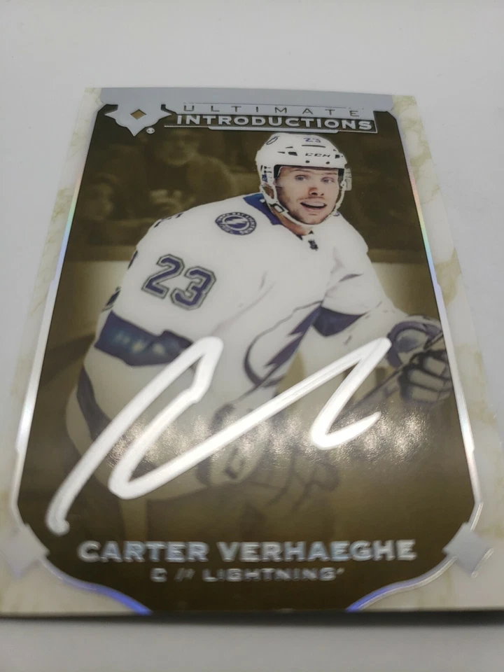 2019-20 UD Ultimate Collection Introductions Carter Verhaeghe Rookie Auto UI-19 - Image 3 of 4