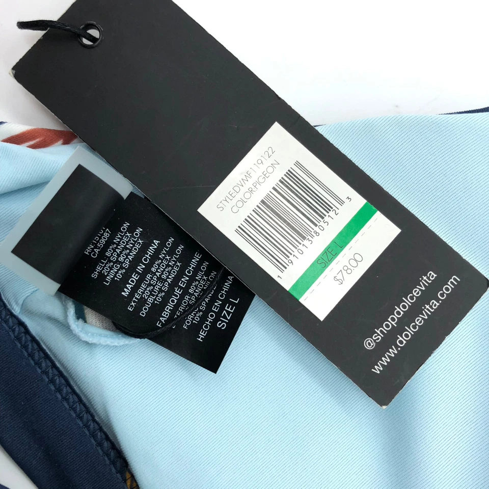 Dolce Vita Matisse Floral Knot Back Bikini Top Strappy Removable Cups Blue L - Image 4 of 4