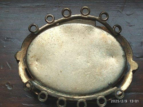 GRANDE CHIUSURA FERMAGLIO PER COLLANA IN METALLO DORATO E PIETRE AZZURRE BIJOUX - Picture 4 of 5