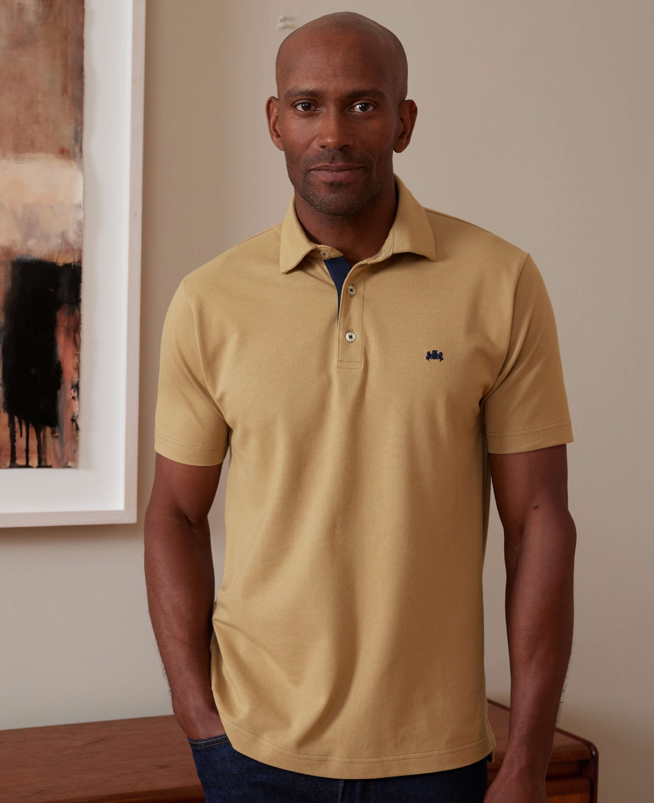 FILA Polo Savile Row Company uomo beige cotone vestibilità classica manica corta