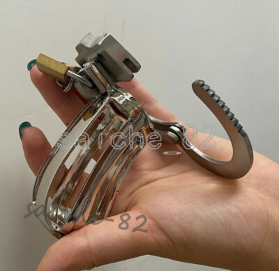 Stainless Steel Metal Adjustable Card Rings Cage Male Chastity Device Bird Lock