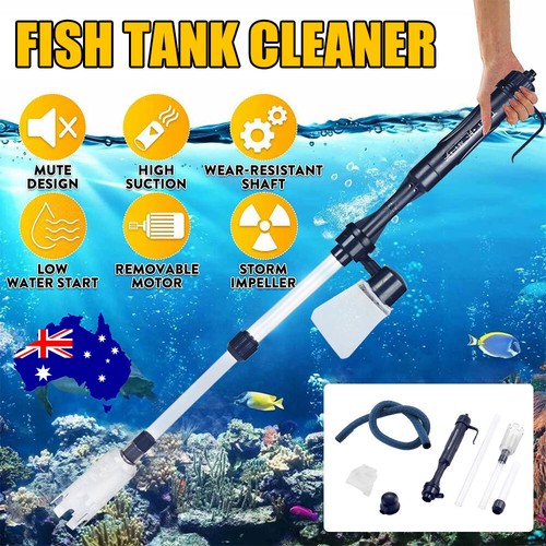 Fish Tank Cleaner Aquarium Gravel Battery Water Changer Vacuum Syphon Pump Pipe