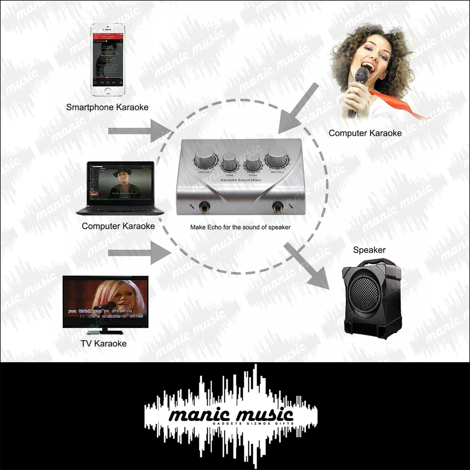 Karaoke Mixer Echo Effects MIC Microphone Pre-amplifier for Home Theater System  - Image 4 of 4