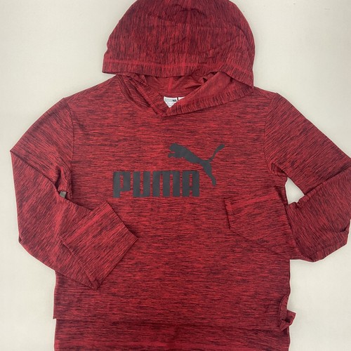 NWT Puma Boy's Red/Black Logo Print Pullover Activewear Hoodie Size L - Picture 3 of 6