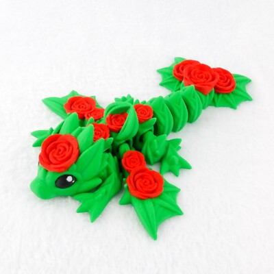 Tiny Rose Dragon   3D Printed Valentine Gift   Cute Mini Fantasy Toy for Her