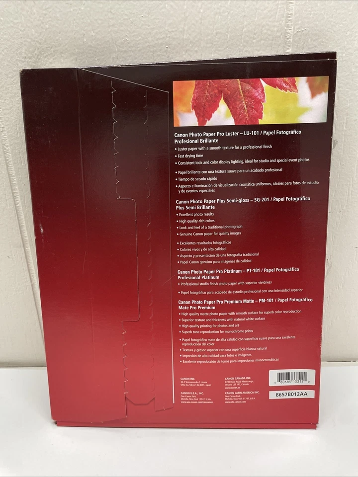 Canon Pro Paper Luster Sampler Pack 8.5 x 11" - Total 20 Sheets #8657B012 - Image 2 of 2