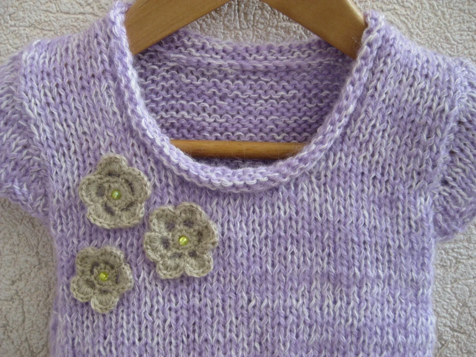 Вязание крючком платье туника без рукавов шерсти теплый ручной вязки 12-18 месяцев - Изображение 3 из 3