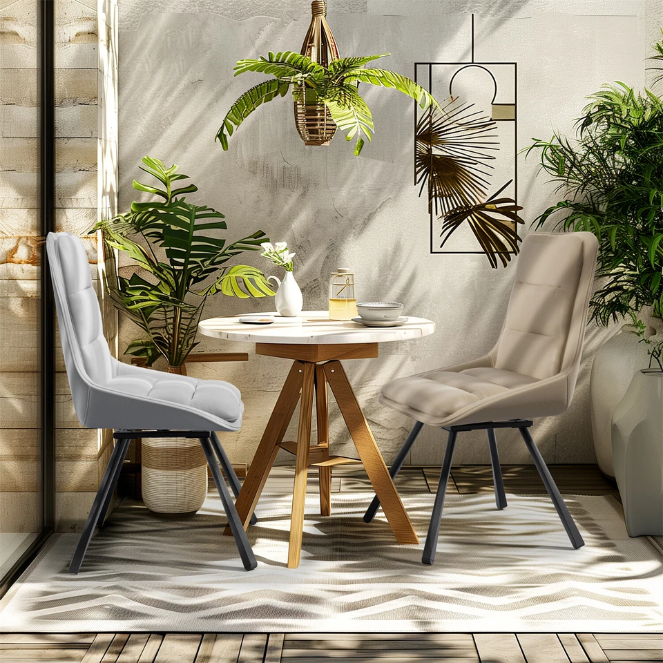 Dining Chair Set of 2  Cat Claw Leather Upholstered Swivel Dining Room Chairs - Image 3 of 4