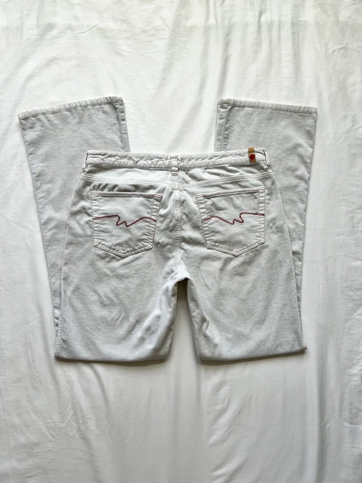 Pantalones de pana de tiro bajo crema asfalto azul Y2K Foto 2 de 4