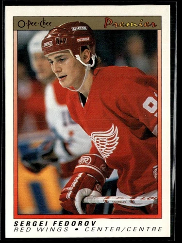 1990-91 O-Pee-Chee Premier Sergei Fedorov Rookie RC Card Rookie RC Red Wings