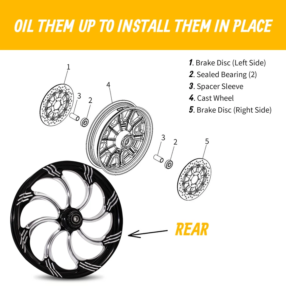 Rodamientos de rueda traseros ABS para Touring Electra Glide Road Glide Road King 2009-2024 Foto 4 de 4