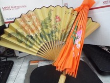 Parasol Handpainted with Folding Hand Fan
