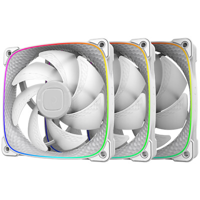 3x - Geometric Future - Squarma 2503 - RGB PWM - 120mm PC Gehäuse Lüfter, weiß