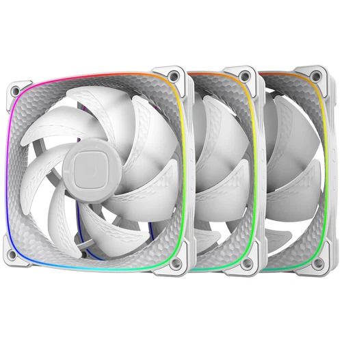 3x - Geometric Future - Squarma 2503 - RGB PWM - 120mm PC Gehäuse Lüfter, weiß