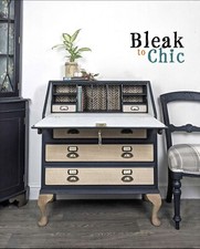 Hand Painted Vintage Oak Bureau & Co ordinating Upholstered Chair. New.