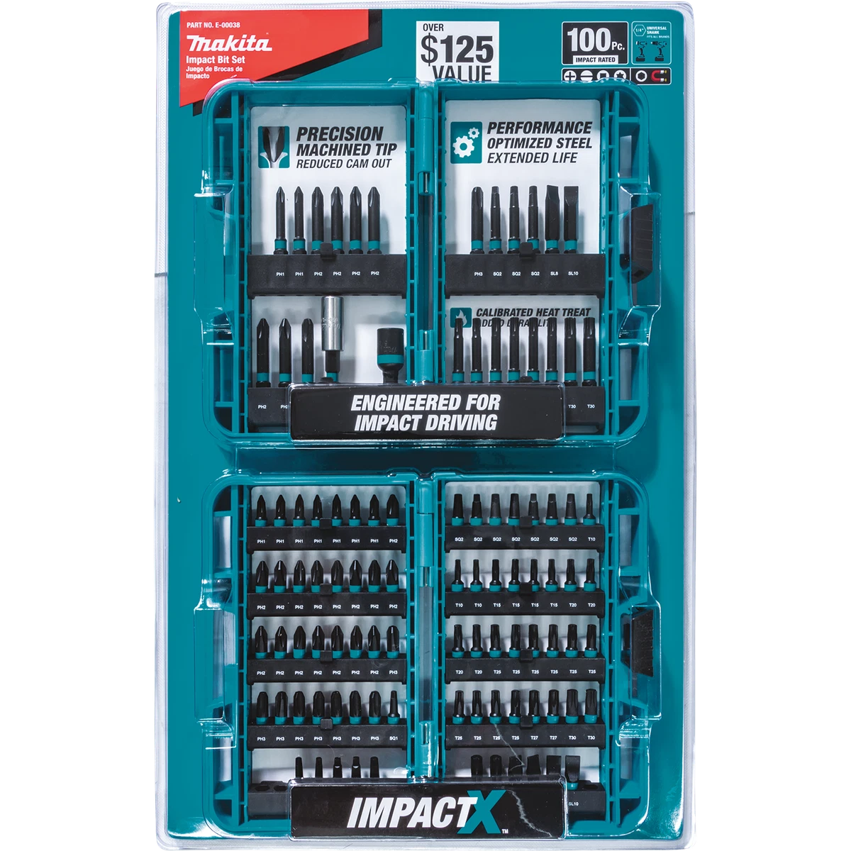 Makita ImpactX 100 Pc. IMPACT Driver Bit Set E 00038