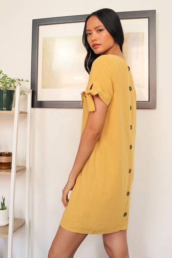 Mustard shift dress cheap
