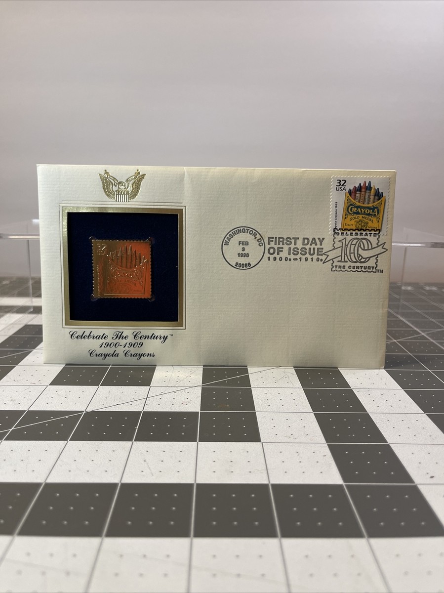 Celebrate the Century 1900s Crayola Crayons FDC 22K Gold Replica S