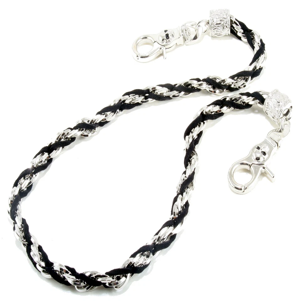 Cadena billetera vaquera básica de gamuza y trenzada para motociclista camionero (27") negra CS19 Foto 3 de 4