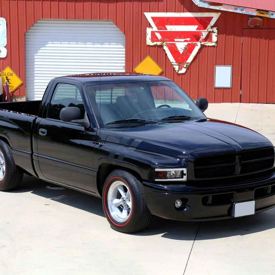 94-01 Dodge RAM 1500 2500 3500 Faro + Esquina 1 pieza Negro con Fibra DL Contorno Foto 4 de 4