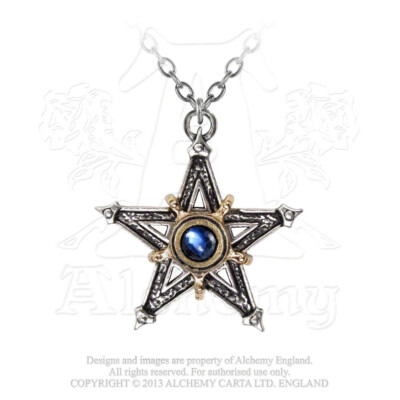 Anhänger Alchemy Gothic P124 Mittelalterliches Pentakel Pewter Mehrfarbig