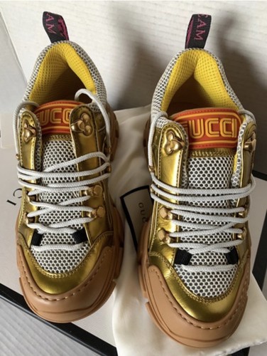 Gucci Flashtrek Mesh Leather Gold Women’s Sz 6 US / 36G ( 552532) NWB - Picture 4 of 11