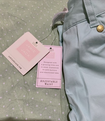 NEW TAGS 2014 JANIE & JACK 5 ADJUSTABLE GIRLS TURQUOISE COTTON SUMMER PANTS - Picture 12 of 24