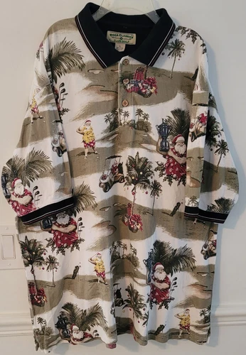 Boca Classics Polo - Santa Claus Golf Vacation Christmas 100% Cotton Men XL