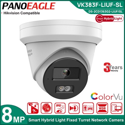 Hikvision OEM 8MP 4K Hybrid Light IR ColorVu POE IP Camera 2-Way Audio Alarm POE