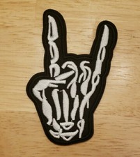 Skeleton Devil Horns Embroidered Patch Iron/Sew-On Alternative Rock Band Music