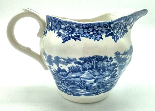 VTG SALEM CHINA ~ "English Village" Pattern Blue & White Ironstone Creamer - Picture 2 of 7