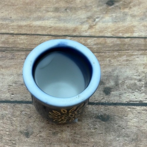 Cobalt Blue Gold Painted Flower Trim Porcelain Thimble - Picture 10 of 12