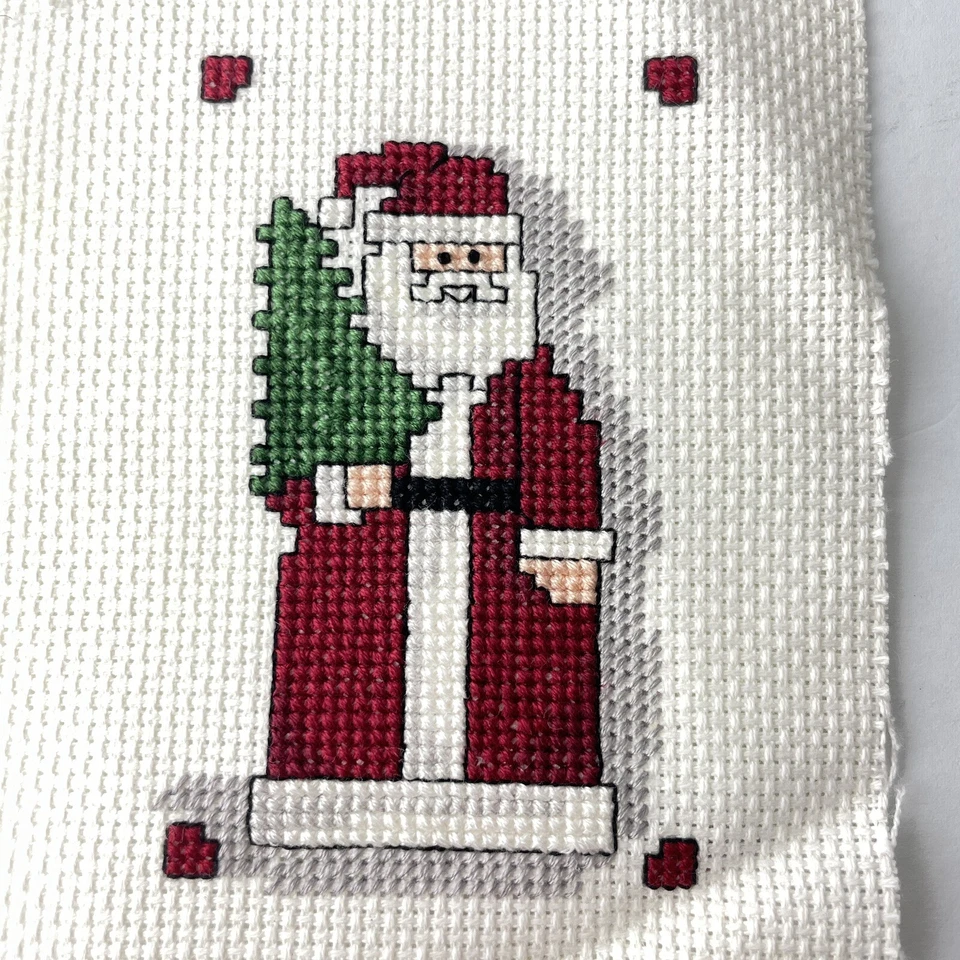 Christmas Cross Stitch Ornaments Lot of 9 Finished and Unfinished Craft - Image 3 of 4