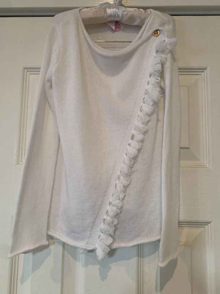 Cárdigan Lilly Pulitzer Niñas Mini Avenue Blanco Envolvente Flecos - S (4-5) Foto 2 de 4