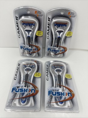 4x GILLETTE Fusion Gamer Razor +  2 Cartridges - SET OF 4 RARE