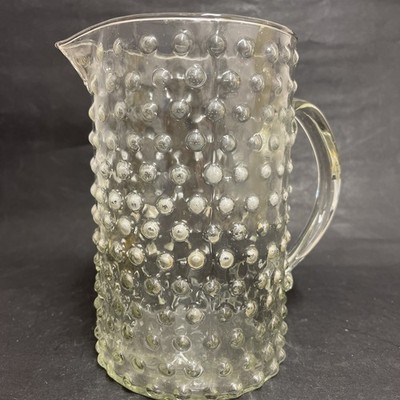 Vintage strukturierte Glaskanne / Krug - Bubble Hobnail Muster, klar, 18 cm