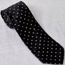 Brioni Men's NeckTie 100 Silk Black Geometric Hand Made in Italy 60" Long 3.75"