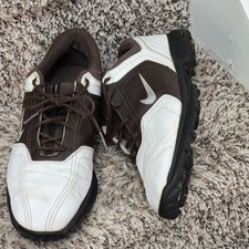 Nike Heritage Mens Golf Shoes Size 9 Brown White Leather Cleats 336040-102...