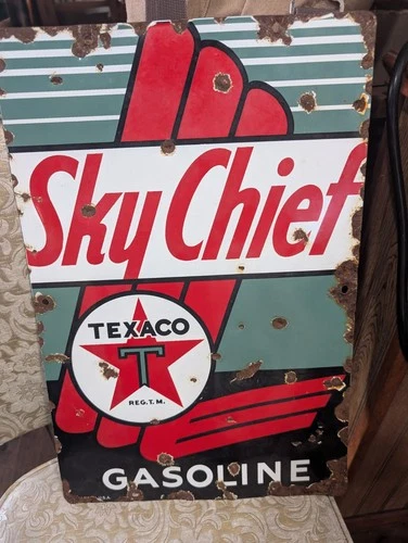 Vintage Texaco Sky Chief Gasoline Sign 18  X 12
