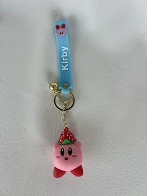 Strawberry Kirby Jingling Keychain Cute PVC Anime Bag Charm with Bell