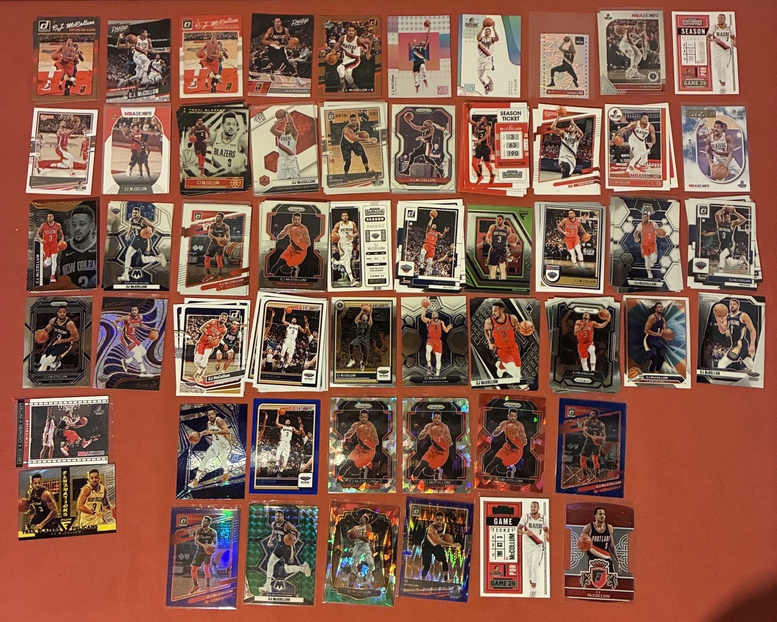 CJ McCollum Basketball Card Lot (136) Inserts, 12 Parallels + Base