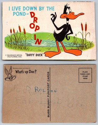 Vintage Daffy Duck Postcard Warner Bros. Cartoon ''Drop In'' Fun-Post Card