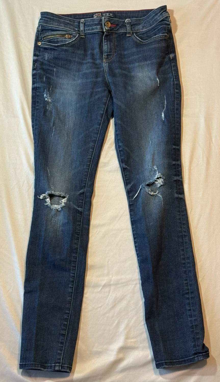 Zara jeans womens size 8 skinny stretch distressed low rise denim Z1975