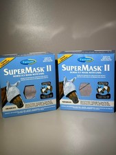 Farnam SuperMask II Horse Fly Mask w/ Ears 2-Pack Arabian Hunter Green Gray NIB