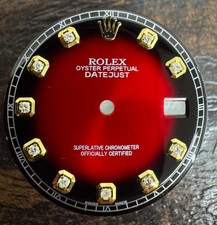Rolex Mens NonQuick Datejust Custom Red Vignette Diamond Dial For 1600 1601 1603