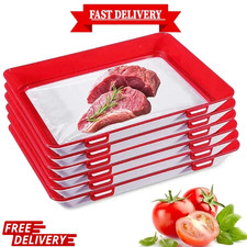 6X Stretch Food Storage Tray Reusable Stackable Vacuum Seal Fresh Keeper Set