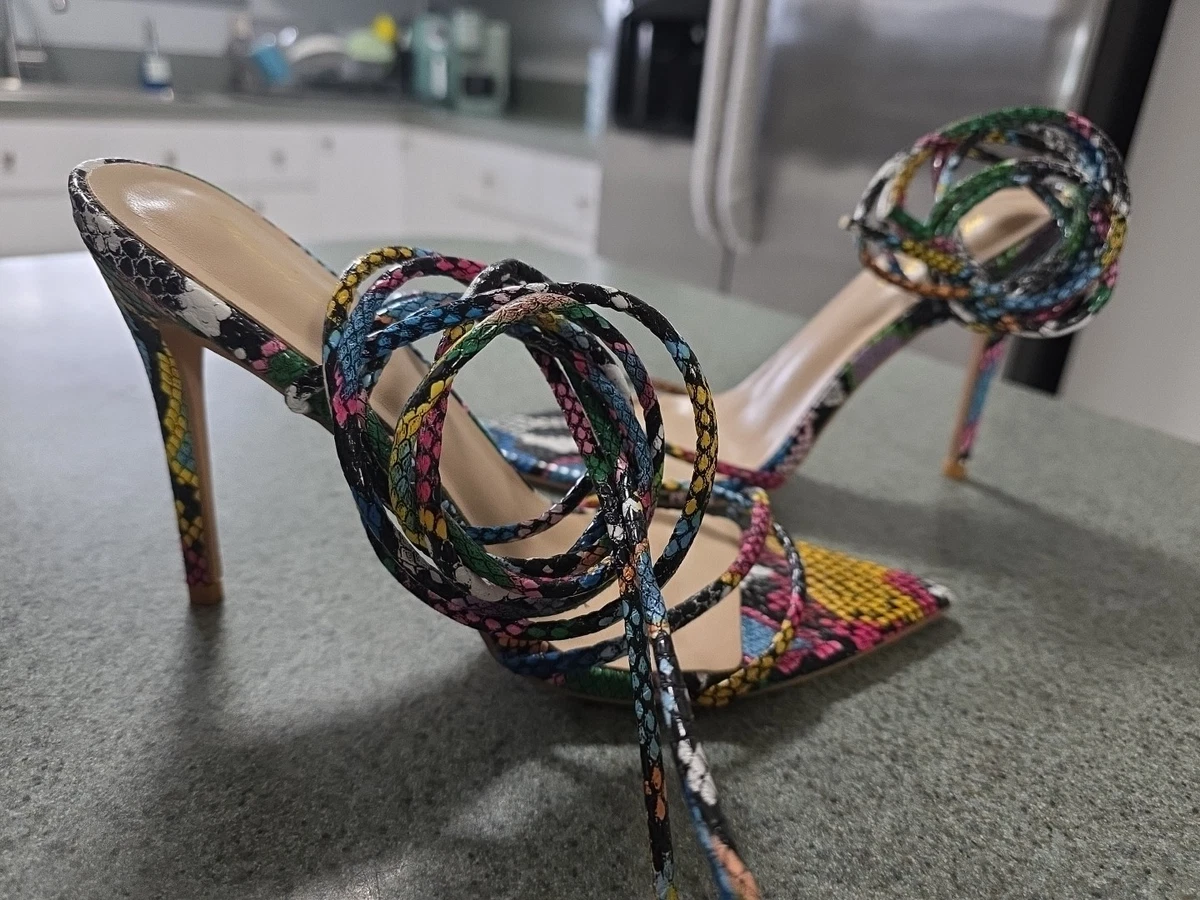 Snake Lace Up High (3-3.9 in) Heel Height Heels for Women for sale