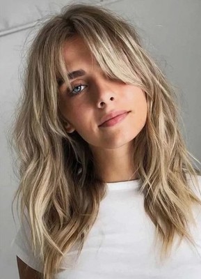 New Fashion Women's Medium Hairstyles Dark Blond Wavy Wigs 16 In